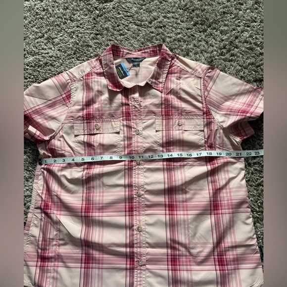 Eddie Bauer Women's Pink and White Plaid Button-Down Shirt - Picture 4 of 8